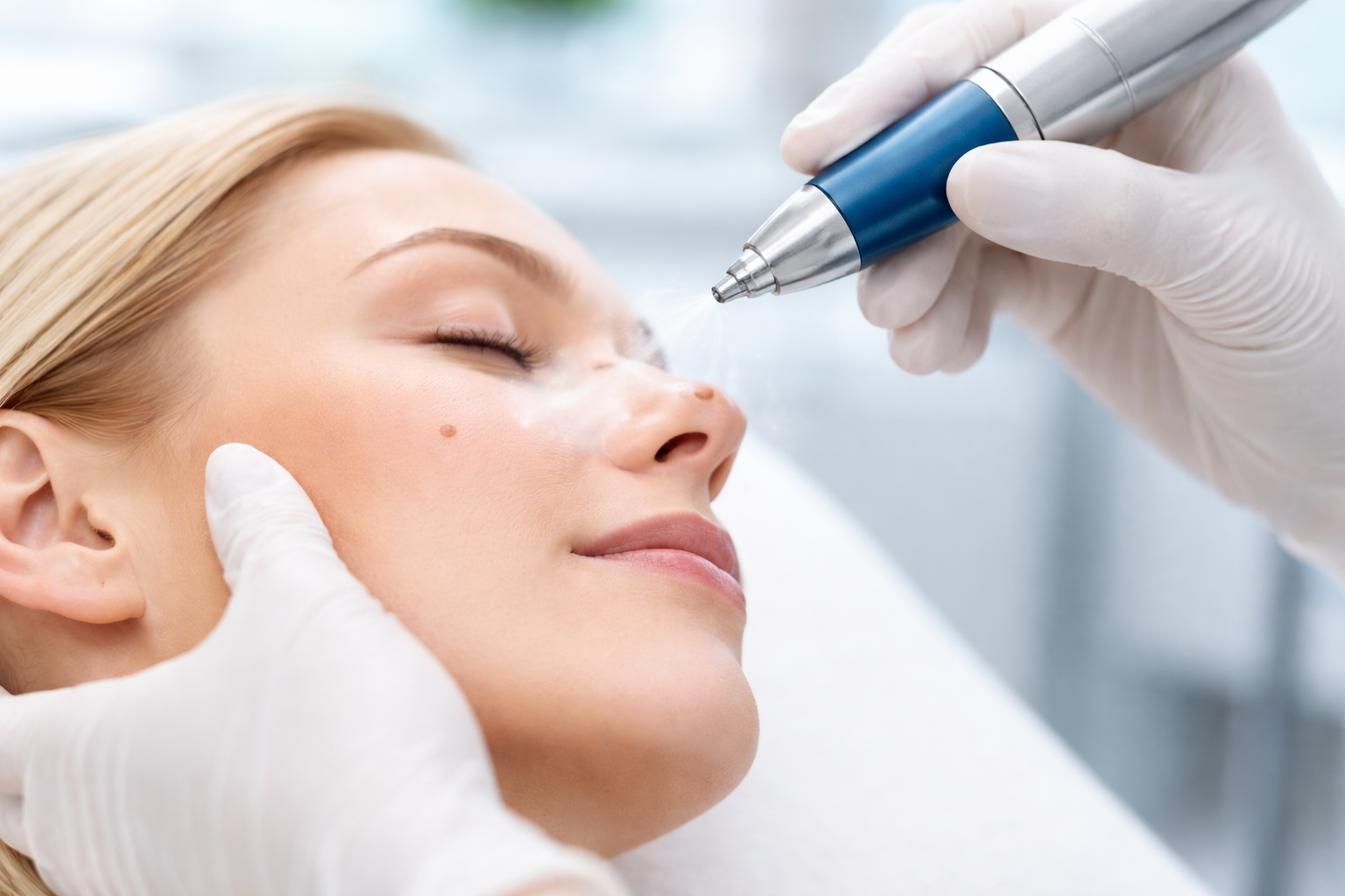 Illustration of precision in skin treatment